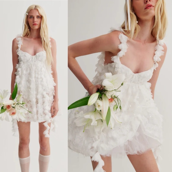 NWT For Love & Lemons Bellatrix Mini Dress Bridal - Picture 2 of 10